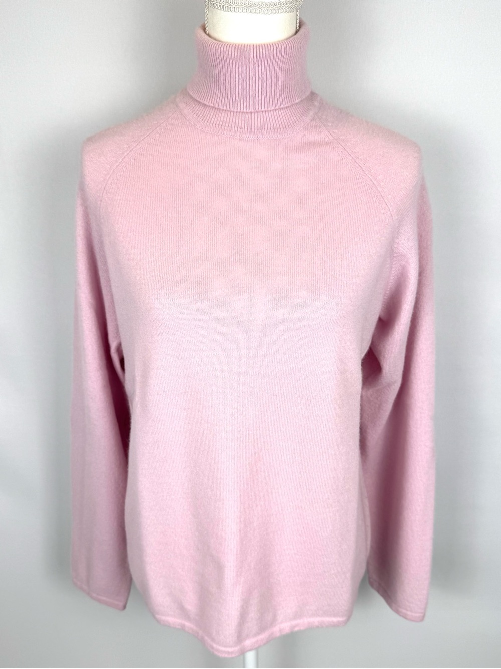 Precious Fibers Powder Pink Cashmere Turtleneck Sweater Lightweight Large